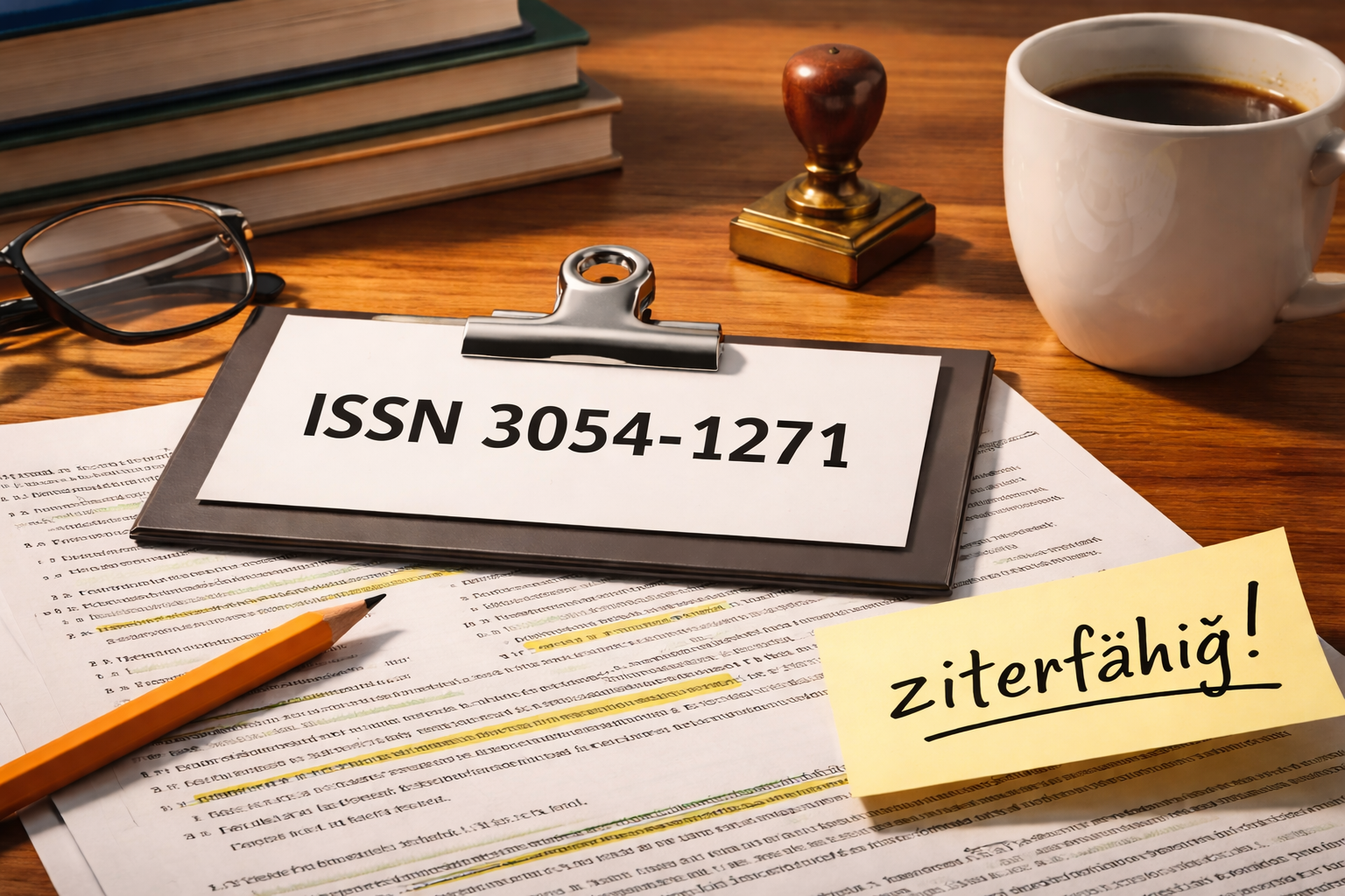 Man sieht die ISSN 3054-1271 mit einem Postit "zitierfähig"